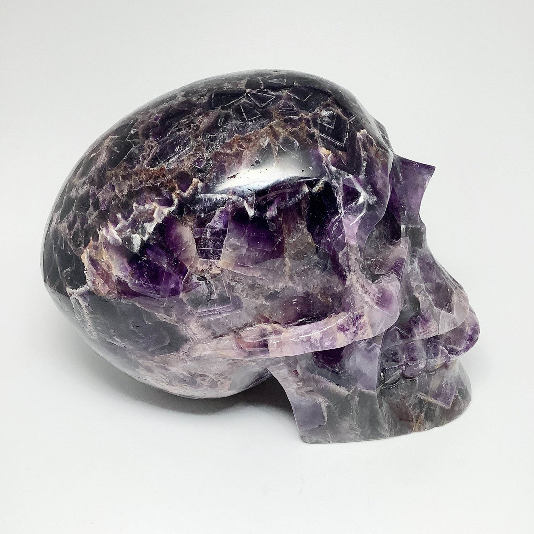 Large Chevron Amethyst Crystal Skull - Rocks and Gems Canada