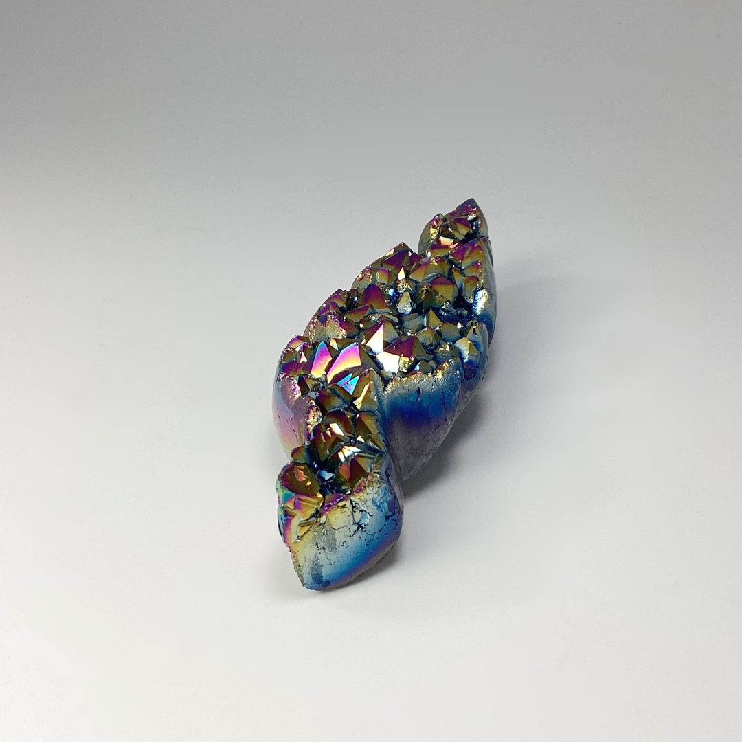Rainbow Amethyst Druze Cluster Leaf Carving - Rocks and Gems Canada