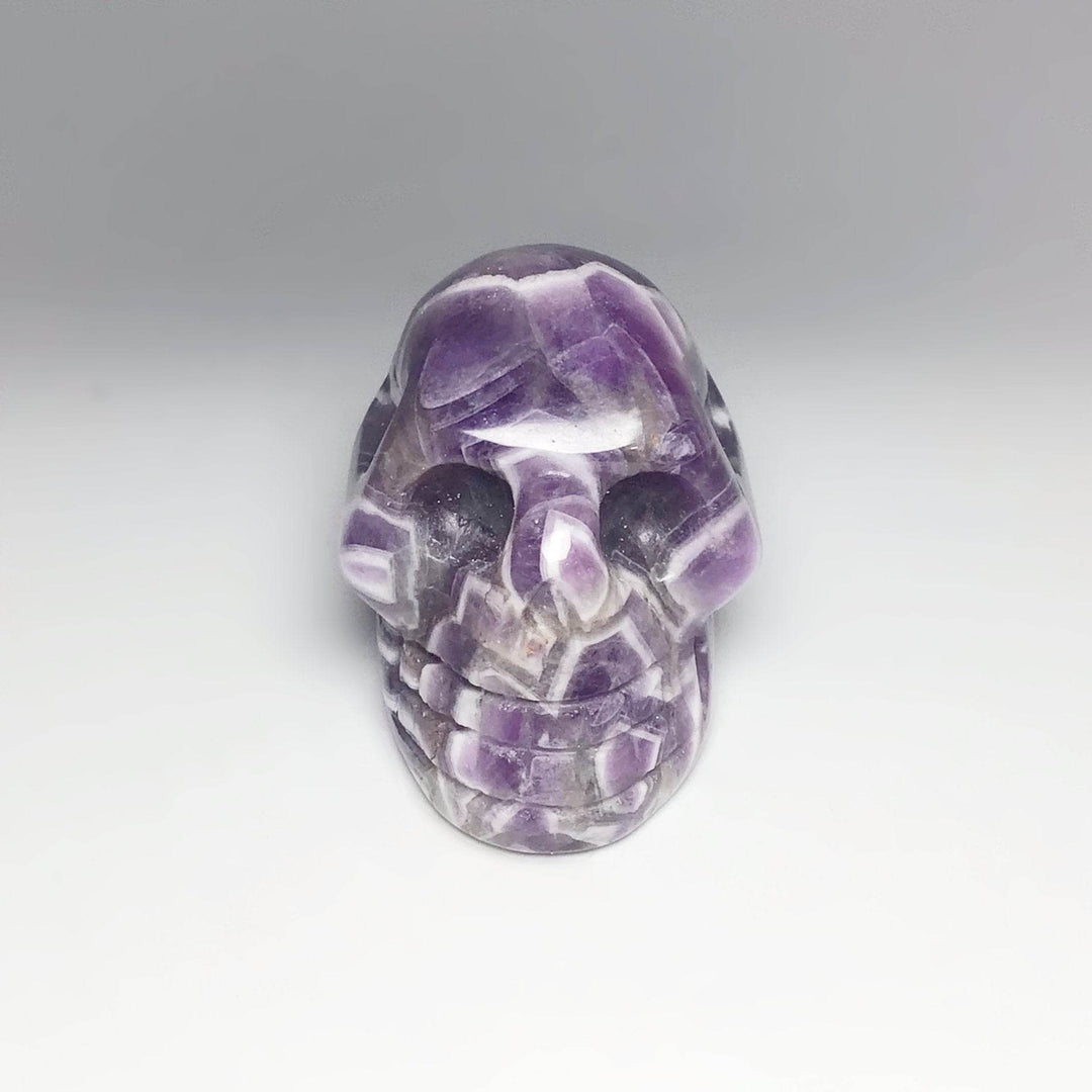 Carved Chevron Amethyst Crystal Skull - Rocks and Gems Canada