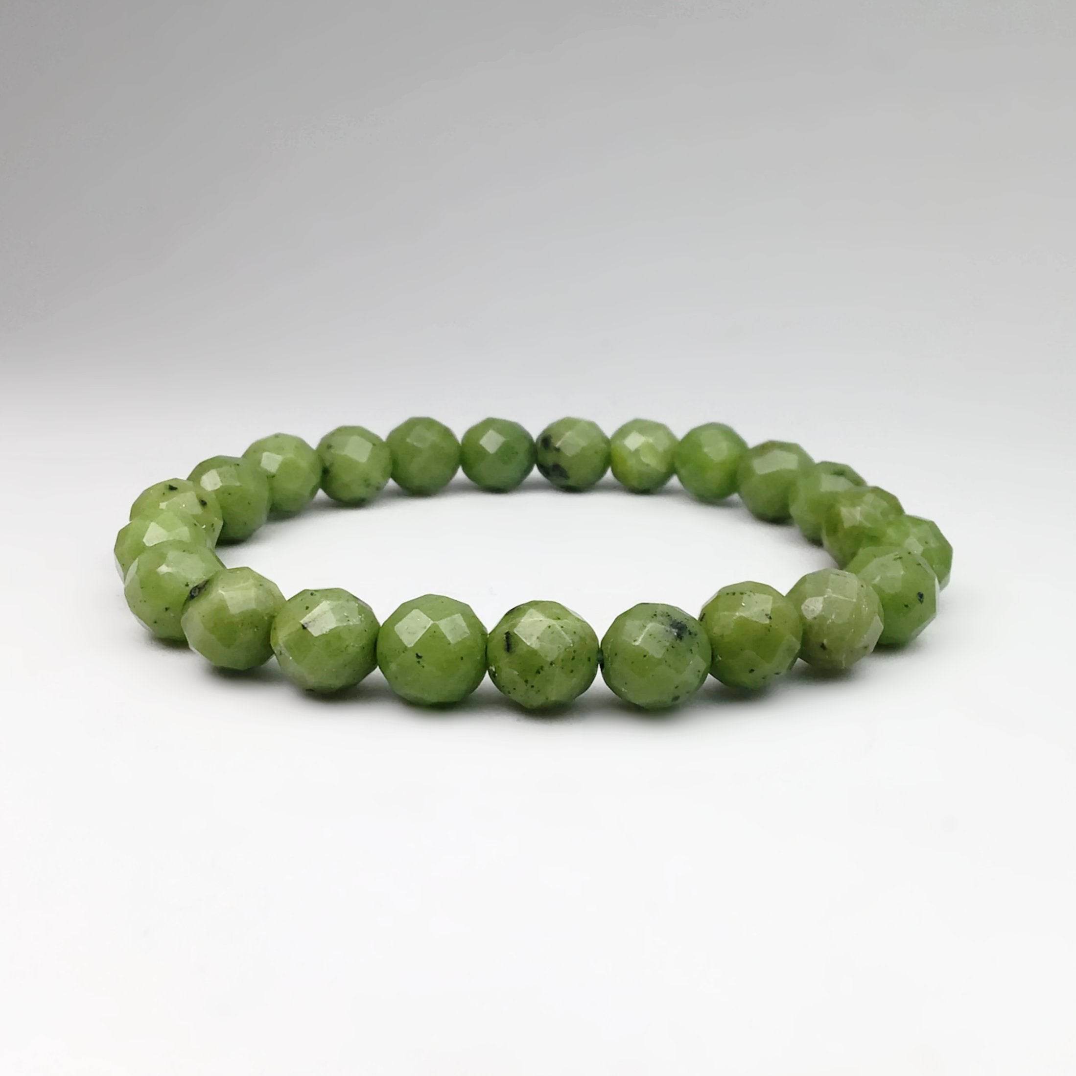 Canadian Jade Faceted Beaded Bracelet - High Quality - Rocks and Gems Canada