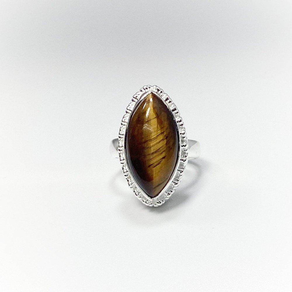 Tiger Eye Marquise Cut Ring - Rocks and Gems Canada