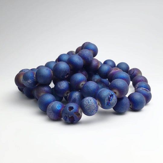 Druzy Matte Blue Beaded Bracelet - Rocks and Gems Canada