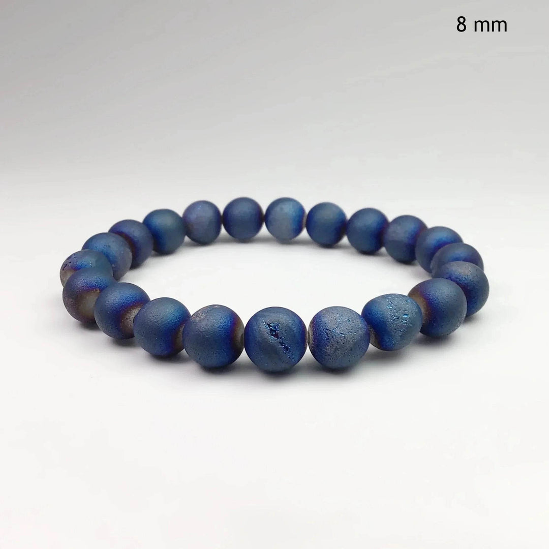 Druzy Matte Blue Beaded Bracelet - Rocks and Gems Canada