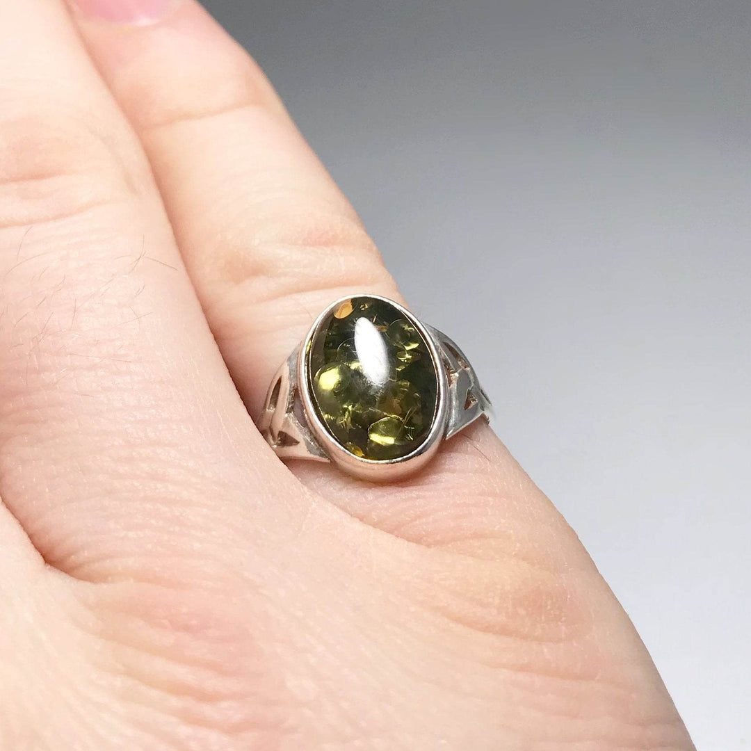 Green Amber Ring - Rocks and Gems Canada