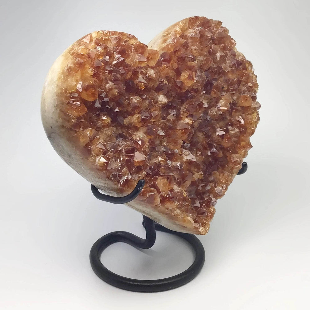 Citrine Druze Cluster Heart On Stand - Rocks and Gems Canada