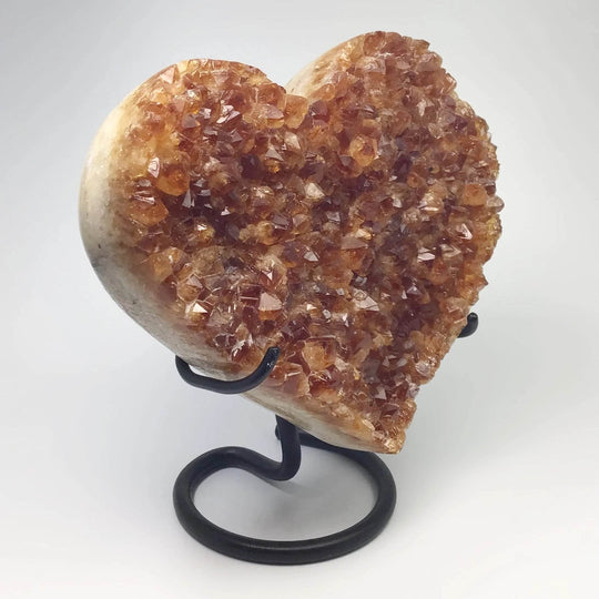 Citrine Druze Cluster Heart On Stand - Rocks and Gems Canada