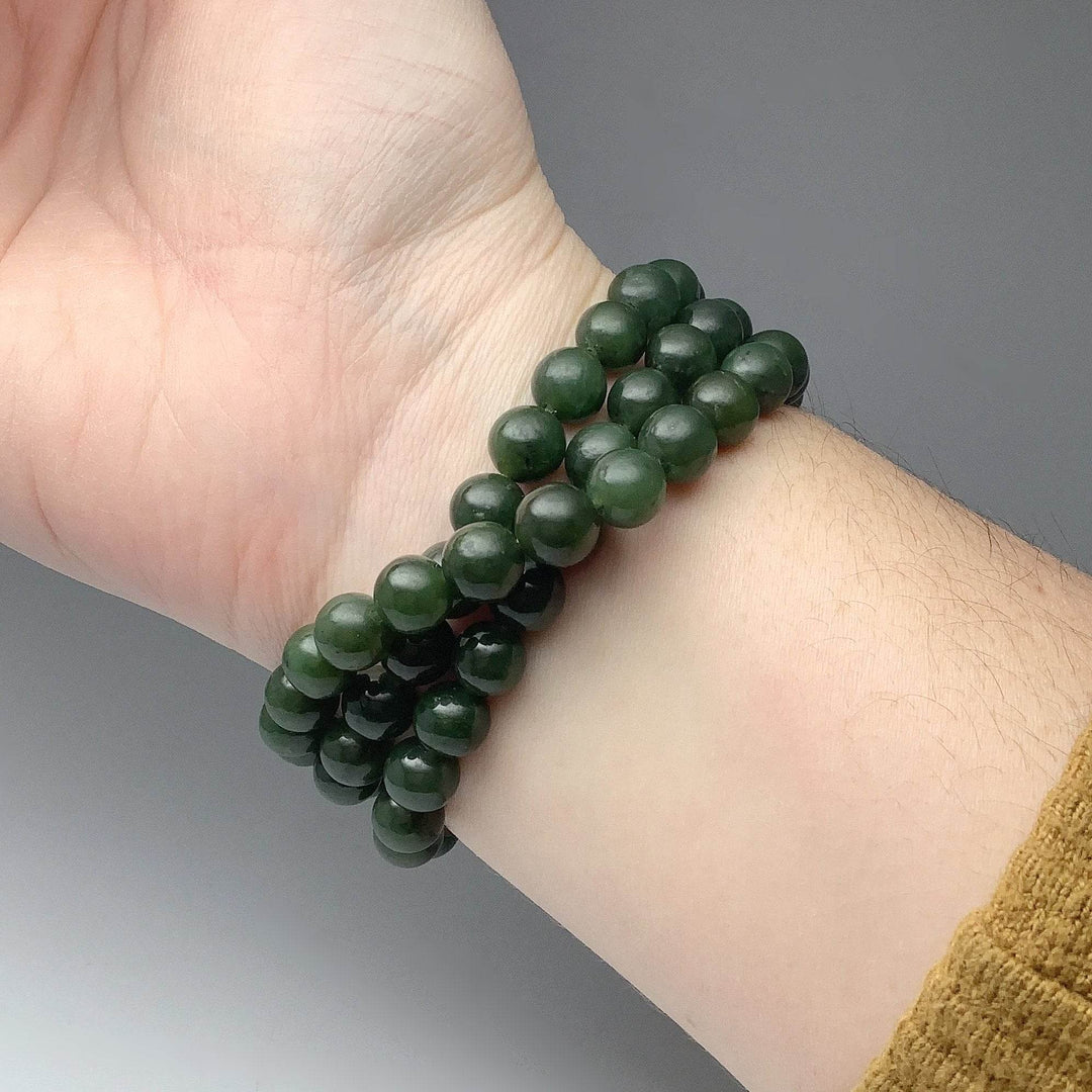 Canadian Jade Triple Wrap Beaded Bracelet - Rocks and Gems Canada