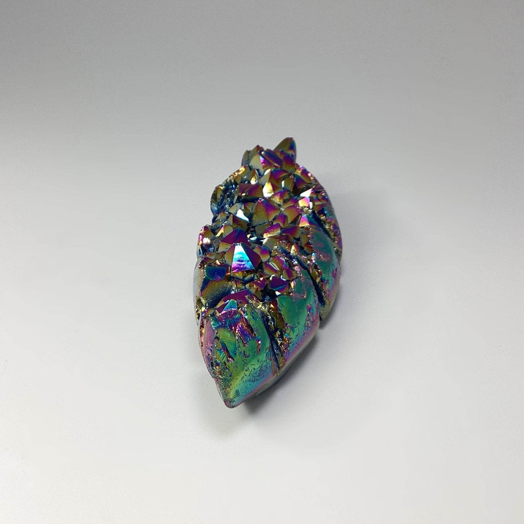 Rainbow Amethyst Druze Cluster Leaf Carving - Rocks and Gems Canada