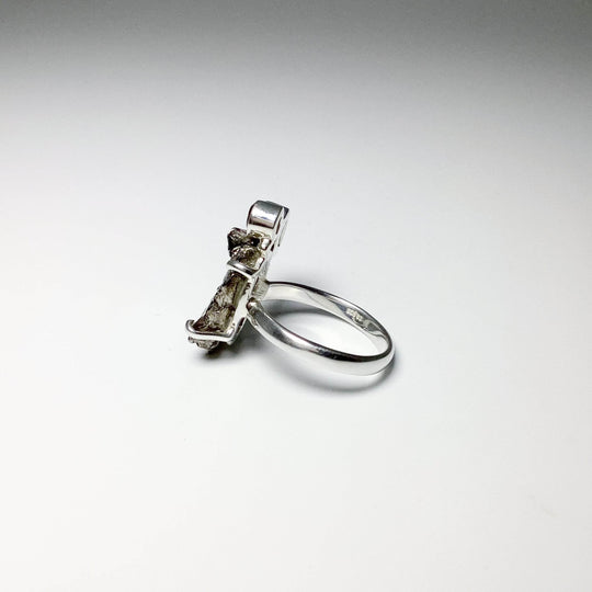 Campo Del Cielo Meteorite, Green Amethyst and Smoky Quartz Ring - Rocks and Gems Canada
