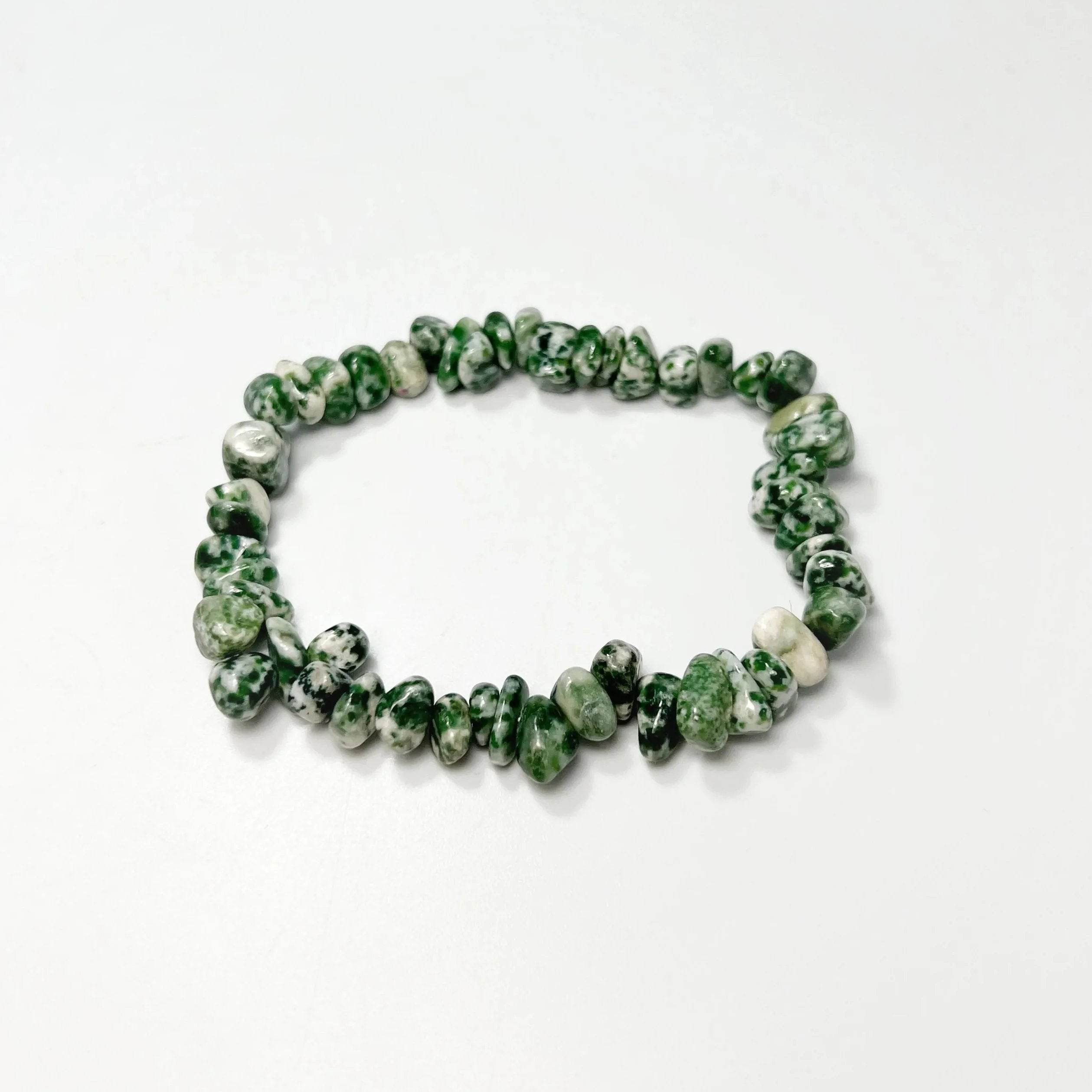 Green Dot Jade Chip Beaded Bracelet - Rocks and Gems Canada
