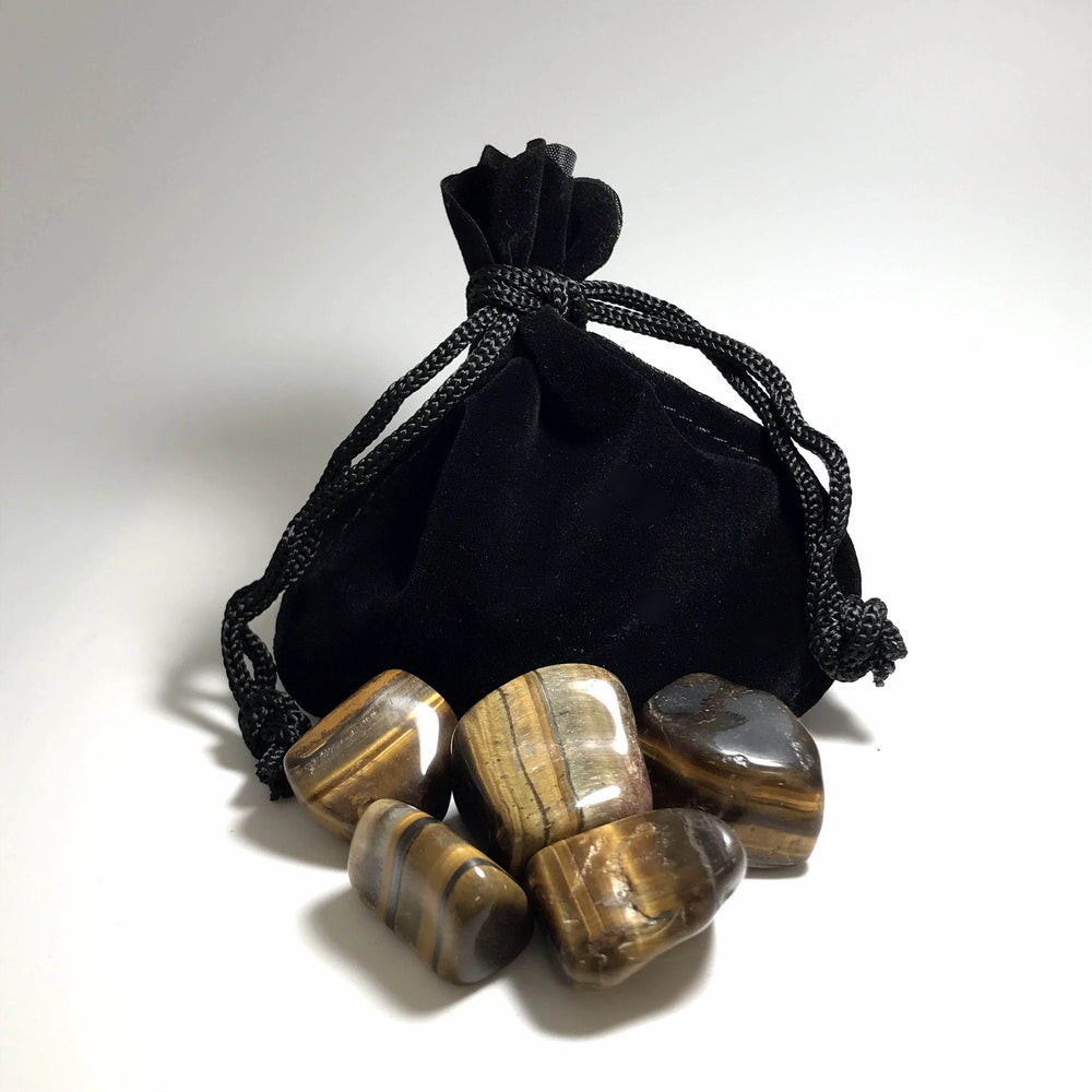 Tiger Eye Small Tumbles Pouch - Rocks and Gems Canada