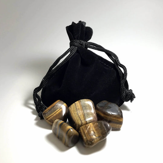 Tiger Eye Small Tumbles Pouch - Rocks and Gems Canada