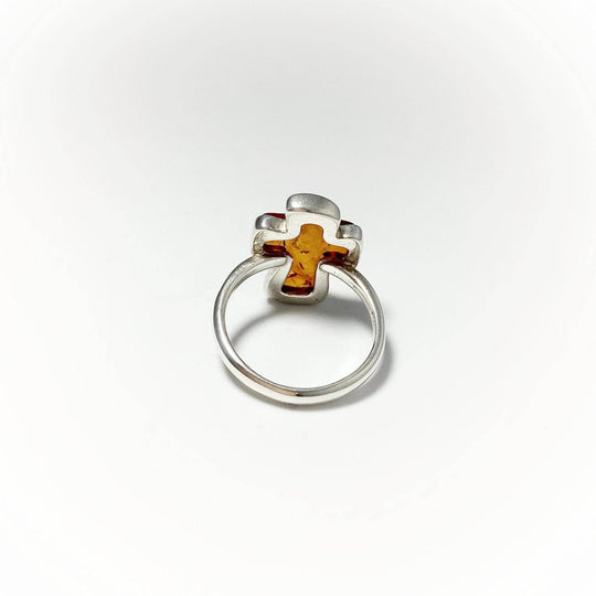 Cognac Amber Cross Ring - Rocks and Gems Canada