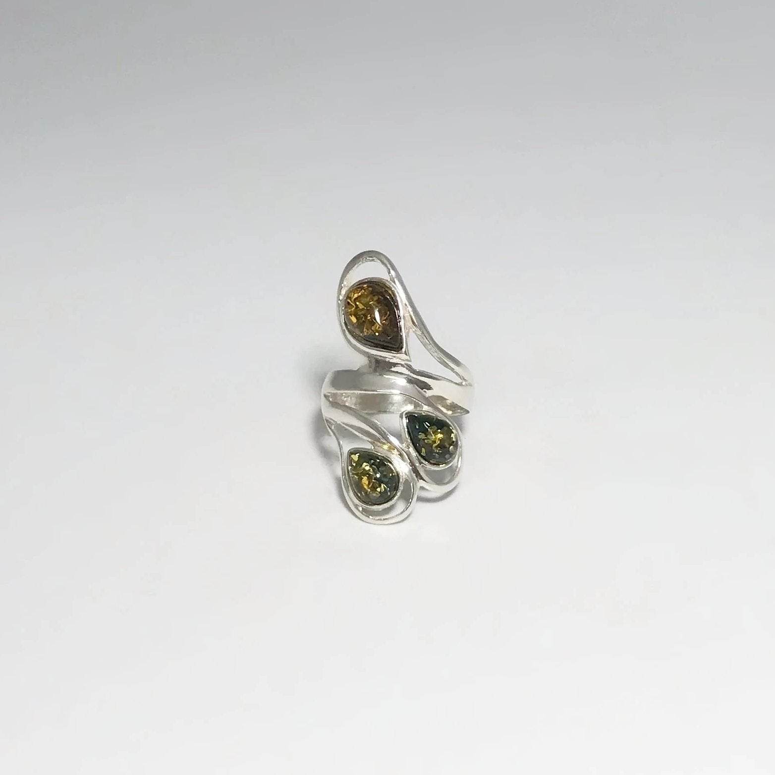 Green Amber Ring - Rocks and Gems Canada