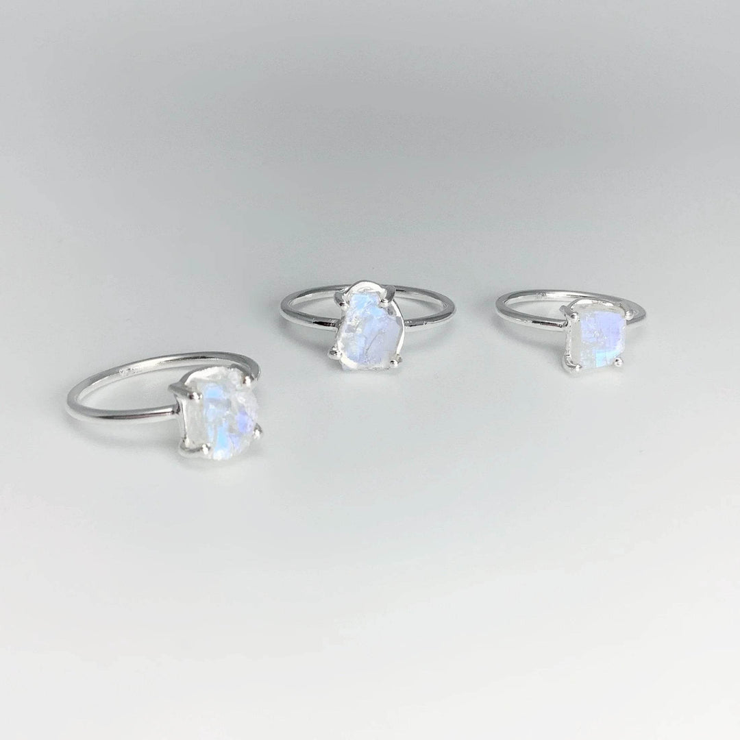 Raw Rainbow Moonstone Ring - Rocks and Gems Canada