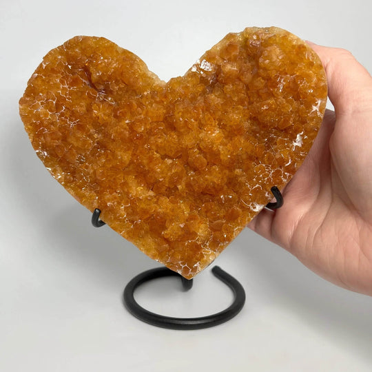 Citrine Druze Cluster Heart On Stand - Rocks and Gems Canada