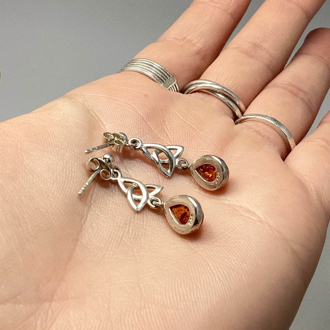 Cognac Amber Stud Earrings - Rocks and Gems Canada