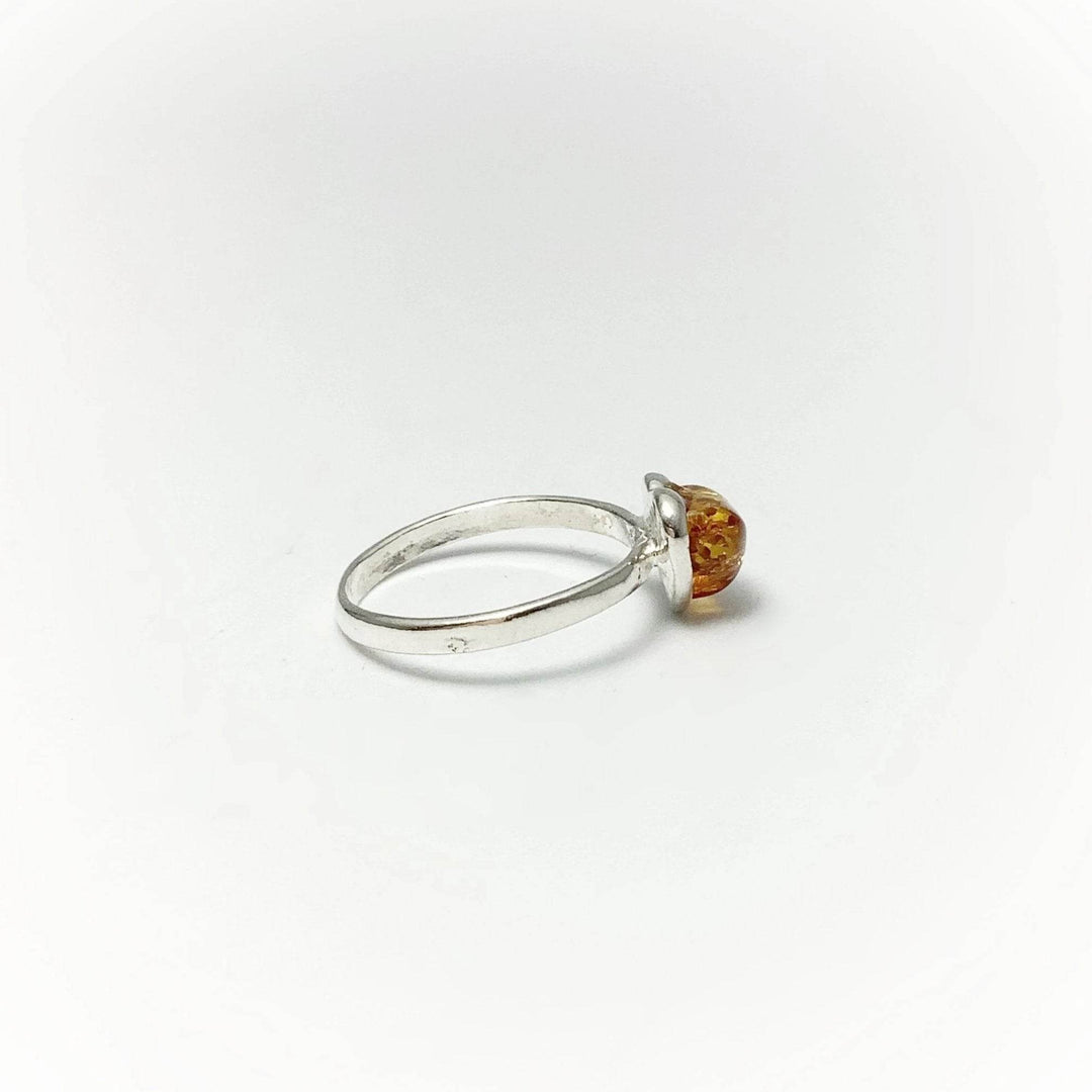Cognac Amber Heart Ring - Small Sizes - Rocks and Gems Canada