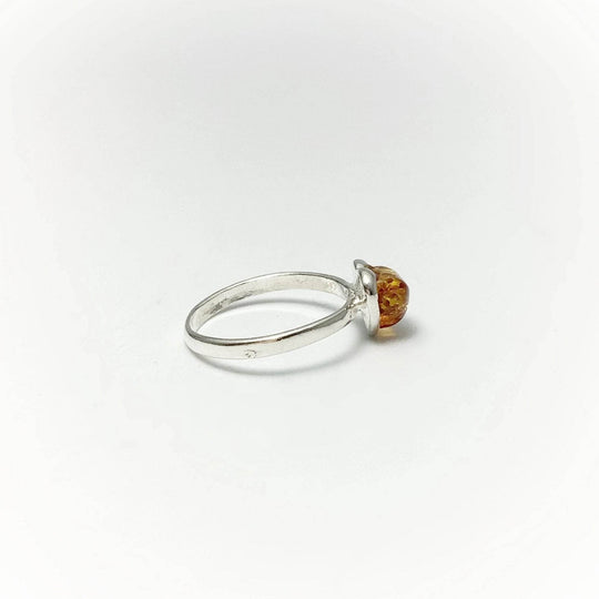Cognac Amber Heart Ring - Small Sizes - Rocks and Gems Canada