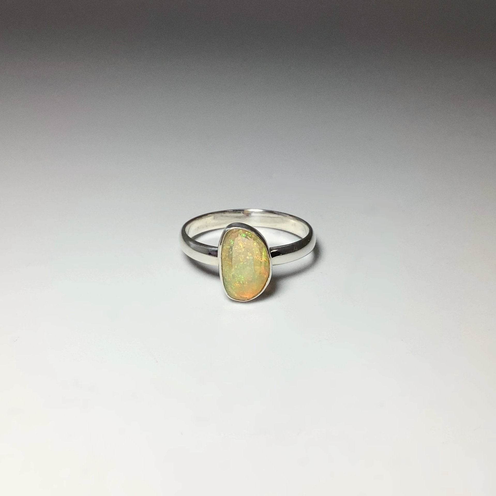 Faceted Ethiopian Fire Opal Ring - Rocks and Gems Canada
