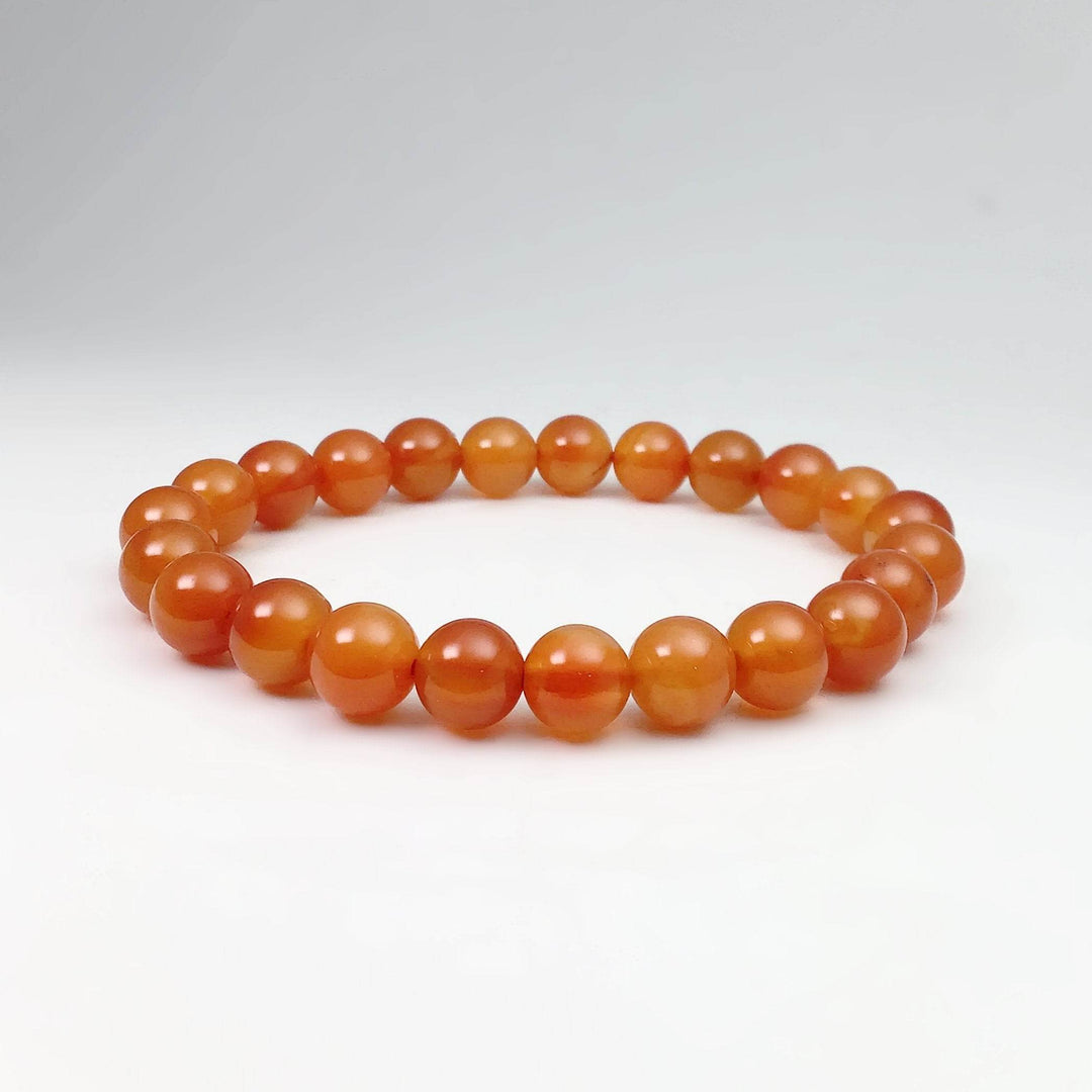 Light Carnelian Agate Beaded Bracelet - 8mm - Rocks and Gems Canada