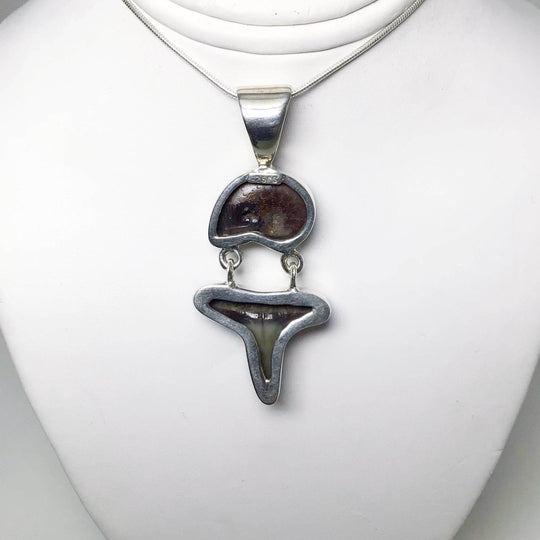 Fossilized Shark Tooth with Ammonite Pendant - Rocks and Gems Canada