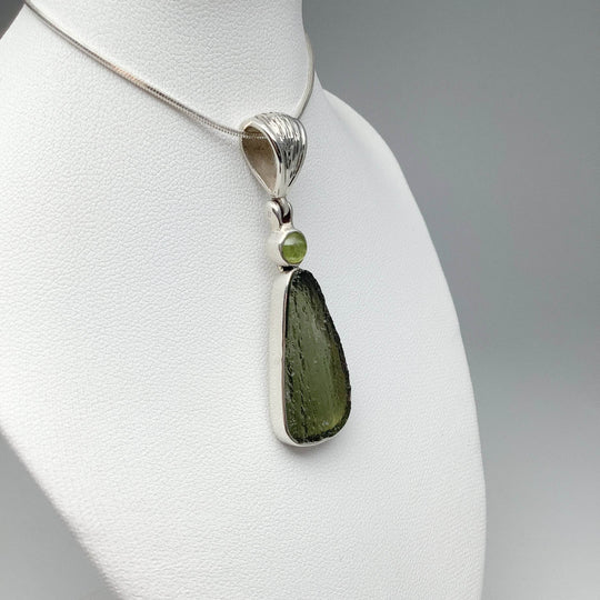 Moldavite and Peridot Pendant - Rocks and Gems Canada