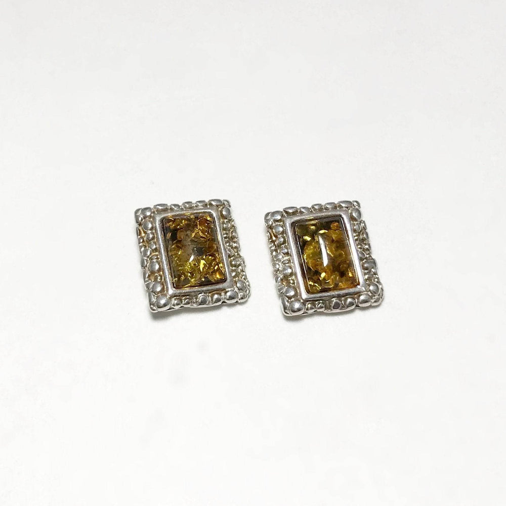 Green Amber Stud Earrings - Rocks and Gems Canada