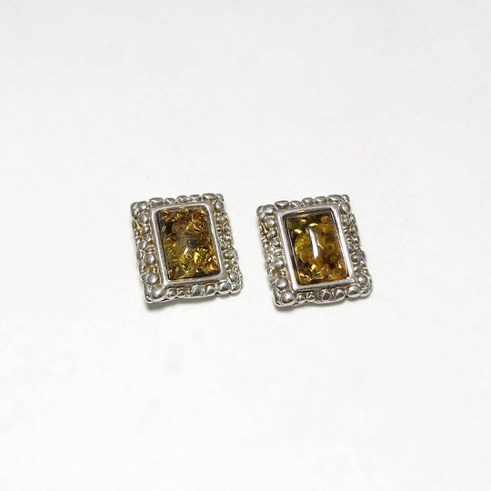 Green Amber Stud Earrings - Rocks and Gems Canada