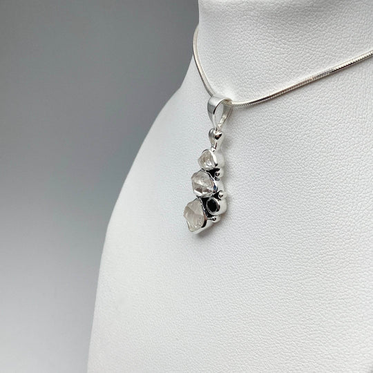 Herkimer Diamond and Black Onyx Pendant - Rocks and Gems Canada
