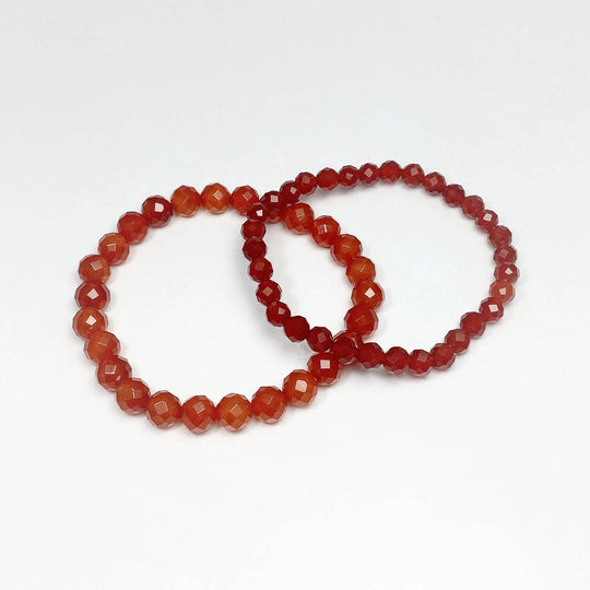 Carnelian Agate Faceted Beaded Bracelet - High Quality - Rocks and Gems Canada
