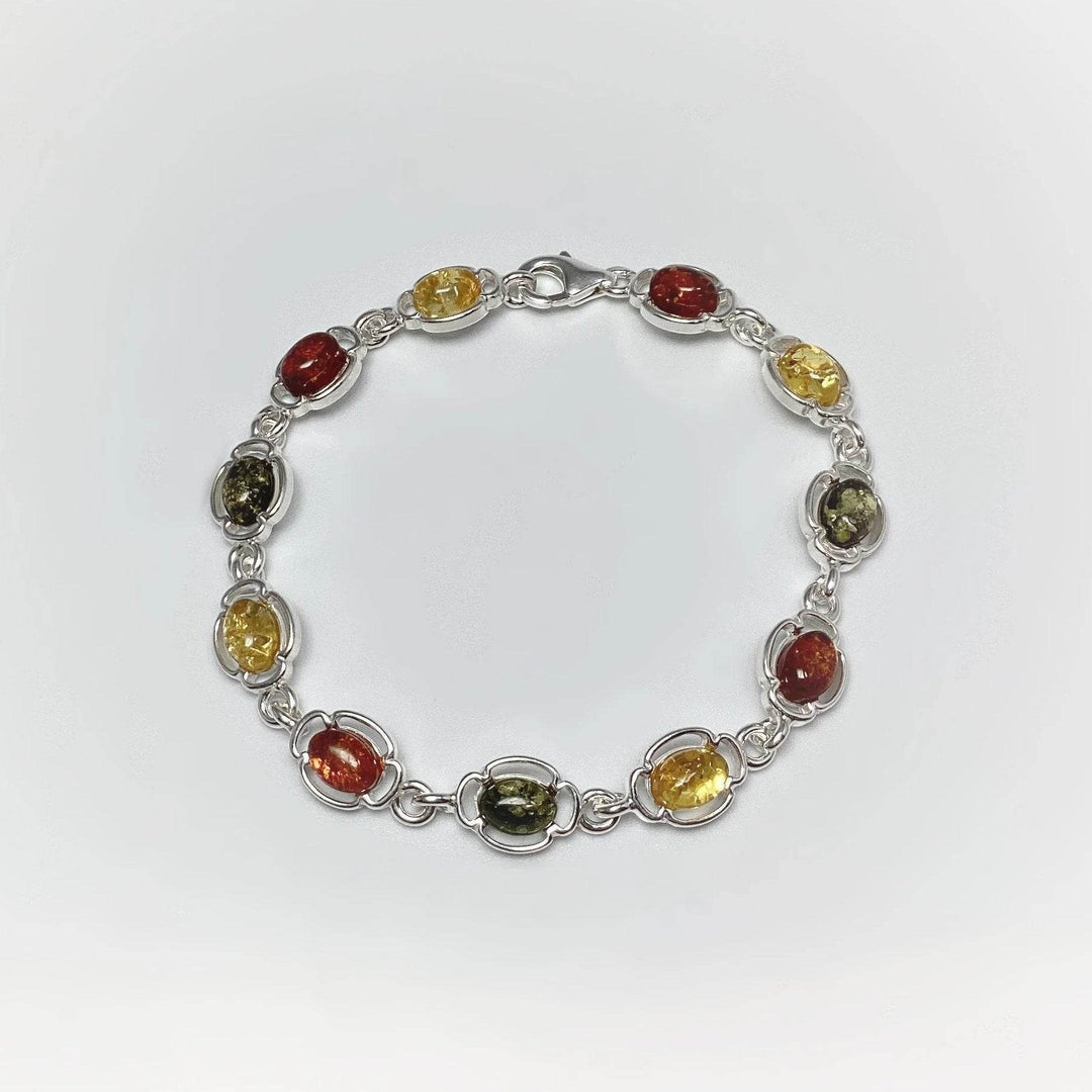 Mixed Amber Sterling Silver Bracelet - Rocks and Gems Canada