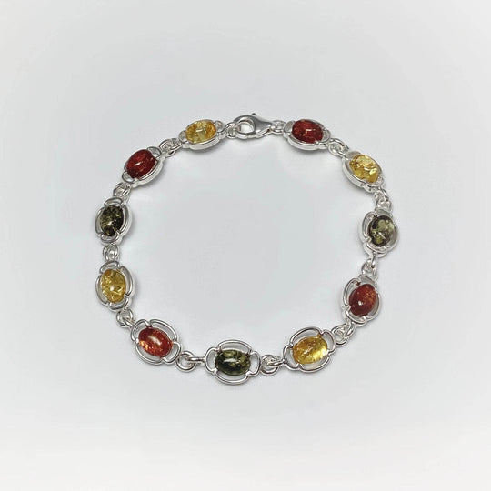 Mixed Amber Sterling Silver Bracelet - Rocks and Gems Canada