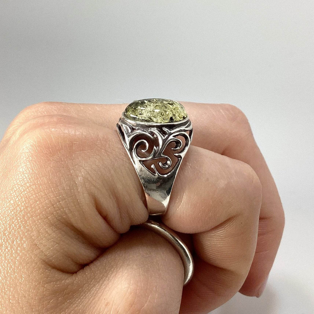 Green Amber Ring - Rocks and Gems Canada