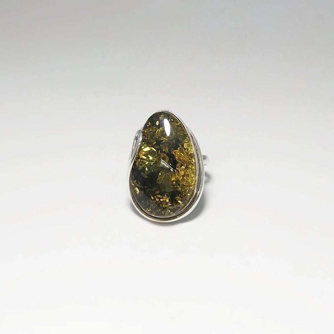 Green Amber Ring - Rocks and Gems Canada