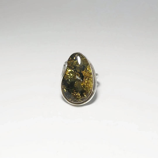 Green Amber Ring - Rocks and Gems Canada