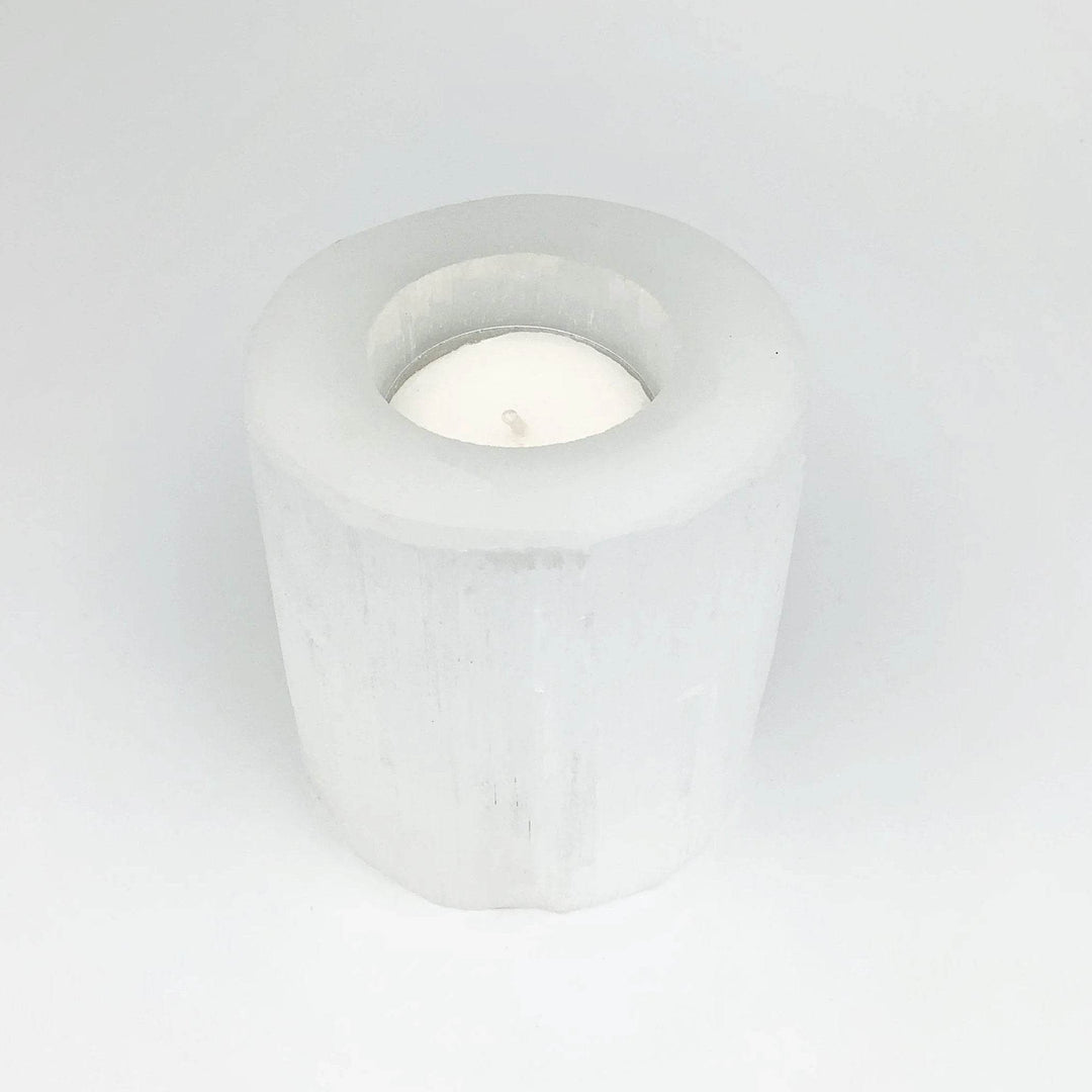 Selenite Candle Holder - Rocks and Gems Canada