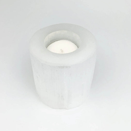 Selenite Candle Holder - Rocks and Gems Canada