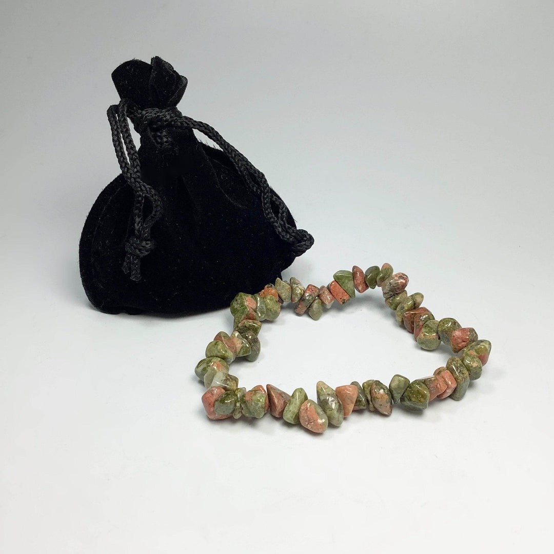 Unakite Chip Beaded Bracelet - Rocks and Gems Canada