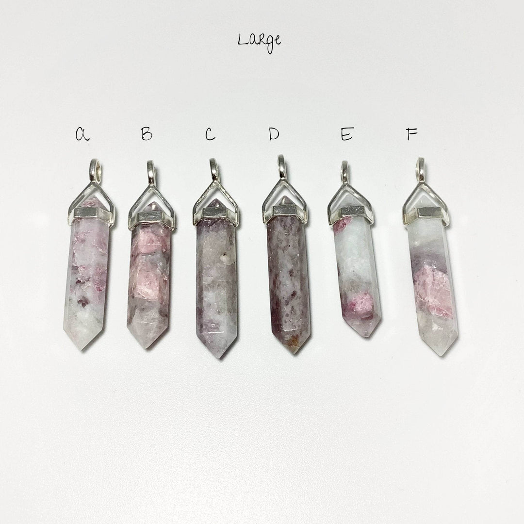 Quartz with Pink Tourmaline Double Terminated Point Pendant - Rocks and Gems Canada