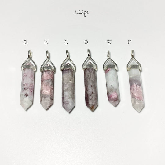 Quartz with Pink Tourmaline Double Terminated Point Pendant - Rocks and Gems Canada