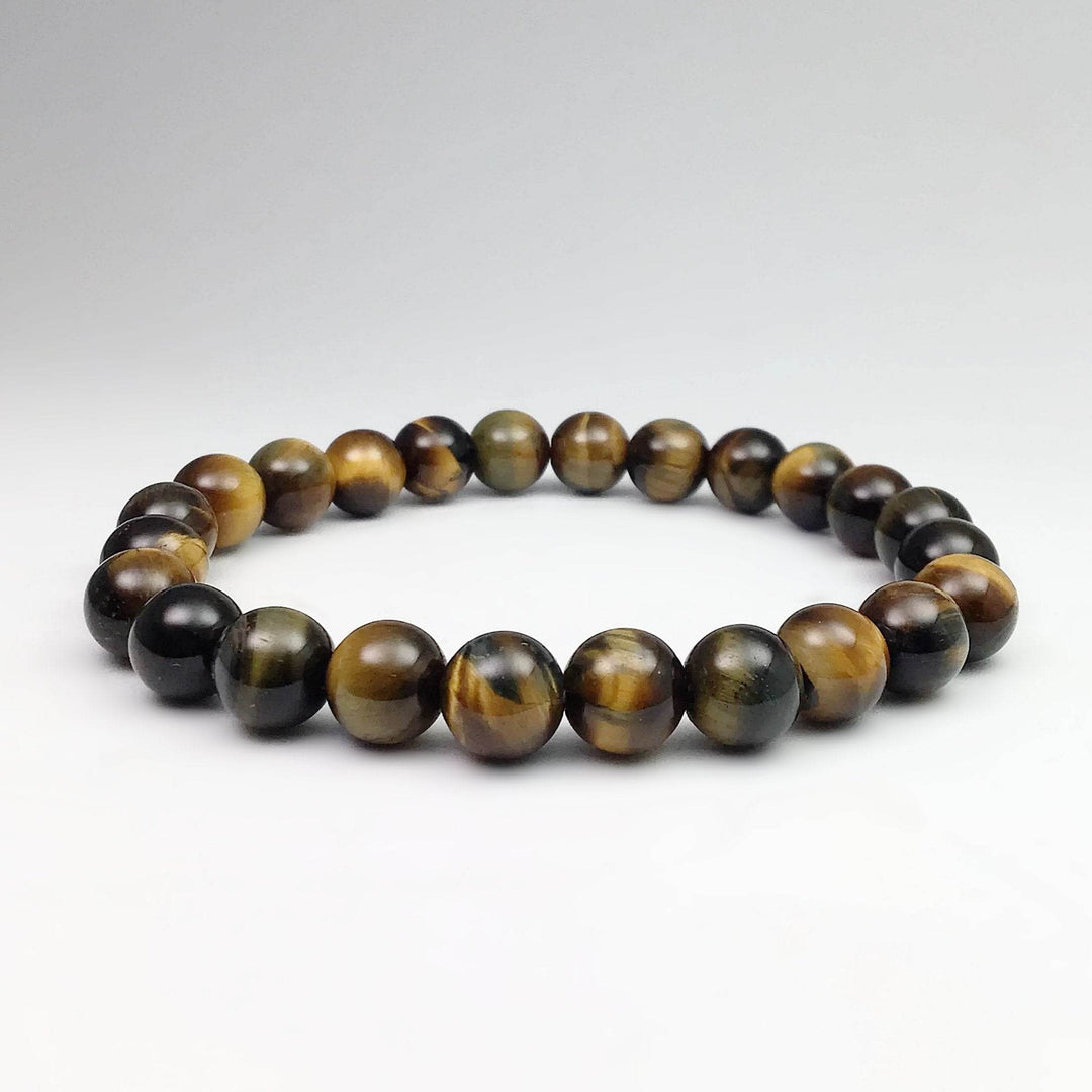Blue Gold Tiger Eye Beaded Bracelet - Rocks and Gems Canada