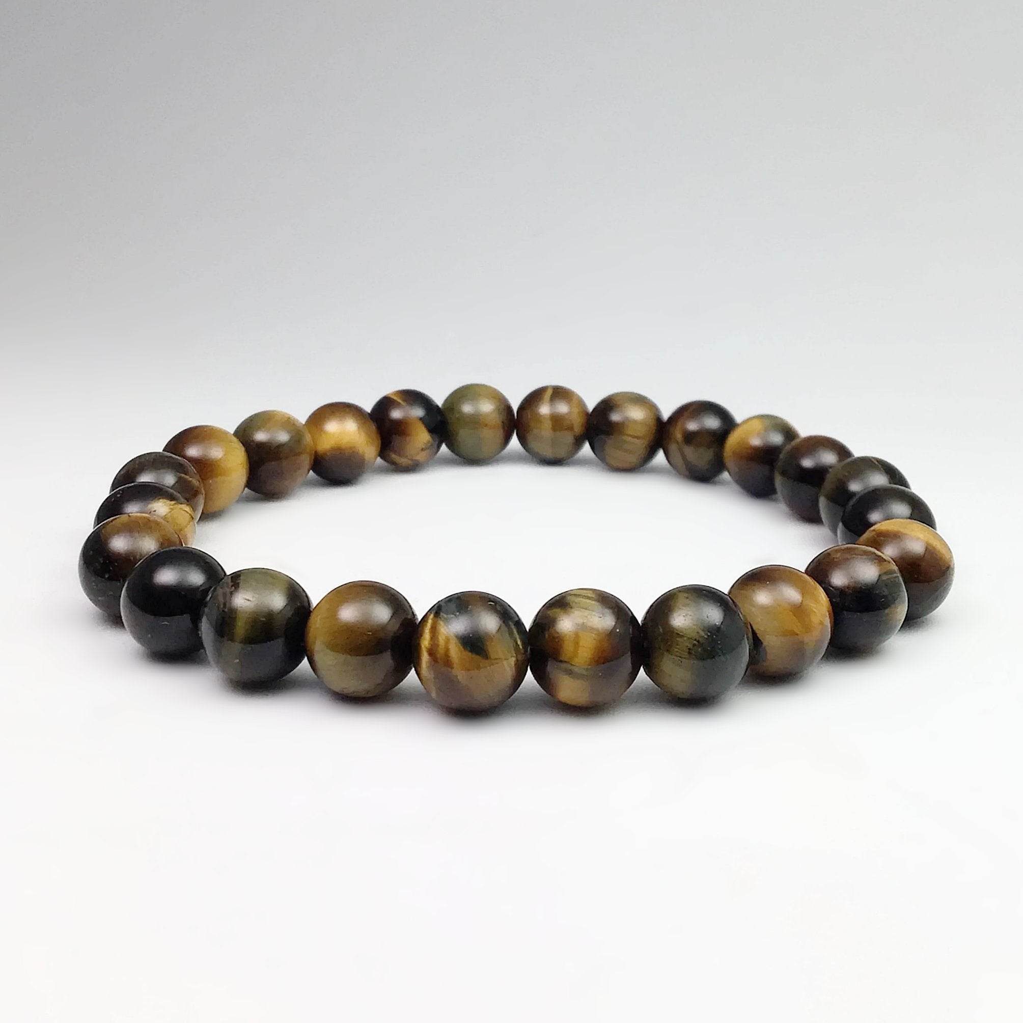 Blue Gold Tiger Eye Beaded Bracelet - Rocks and Gems Canada