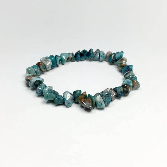 Blue Crazy Lace Agate Chip Beaded Bracelet - Rocks and Gems Canada