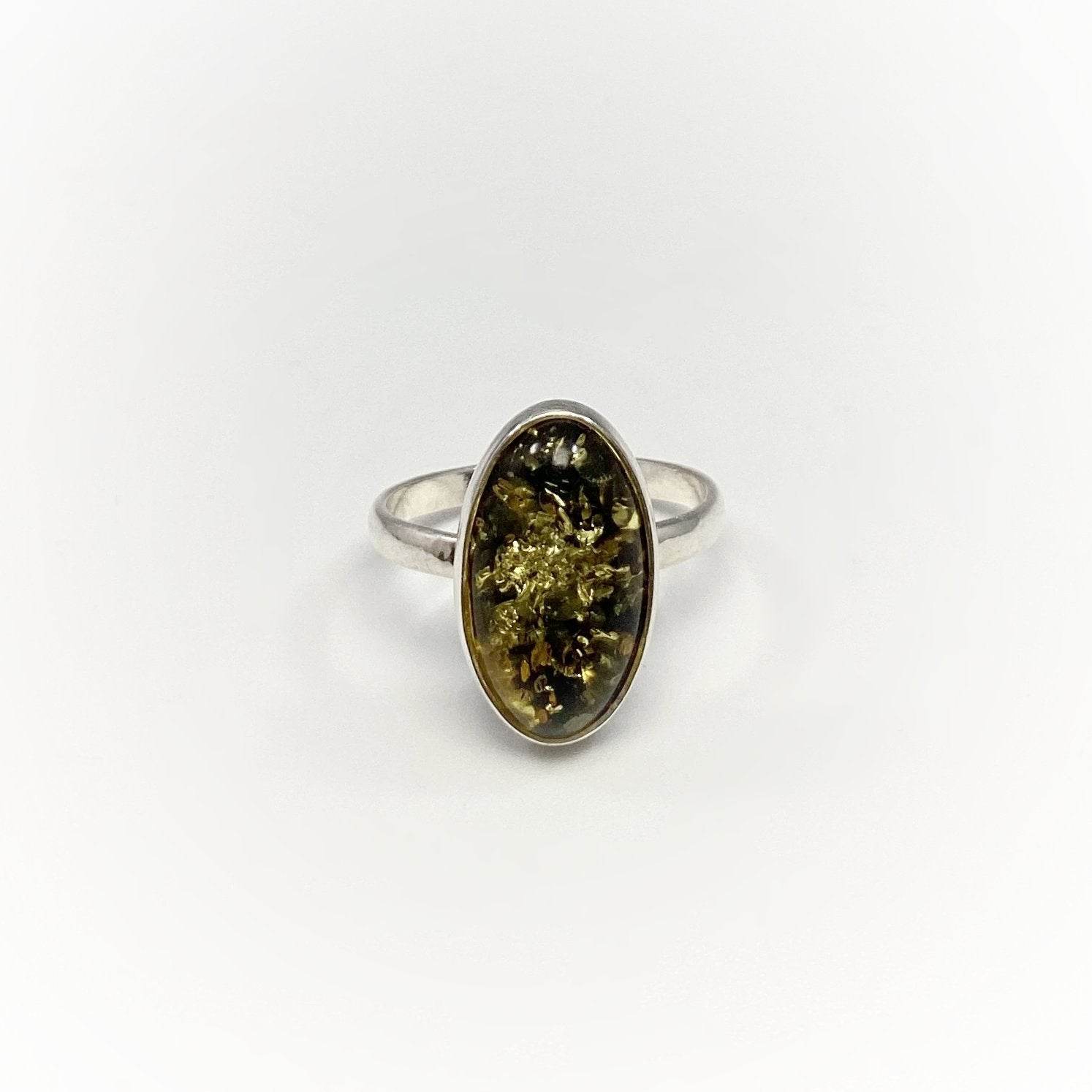 Green Amber Ring - Rocks and Gems Canada