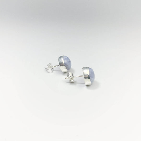 Blue Lace Agate Stud Earrings - Rocks and Gems Canada