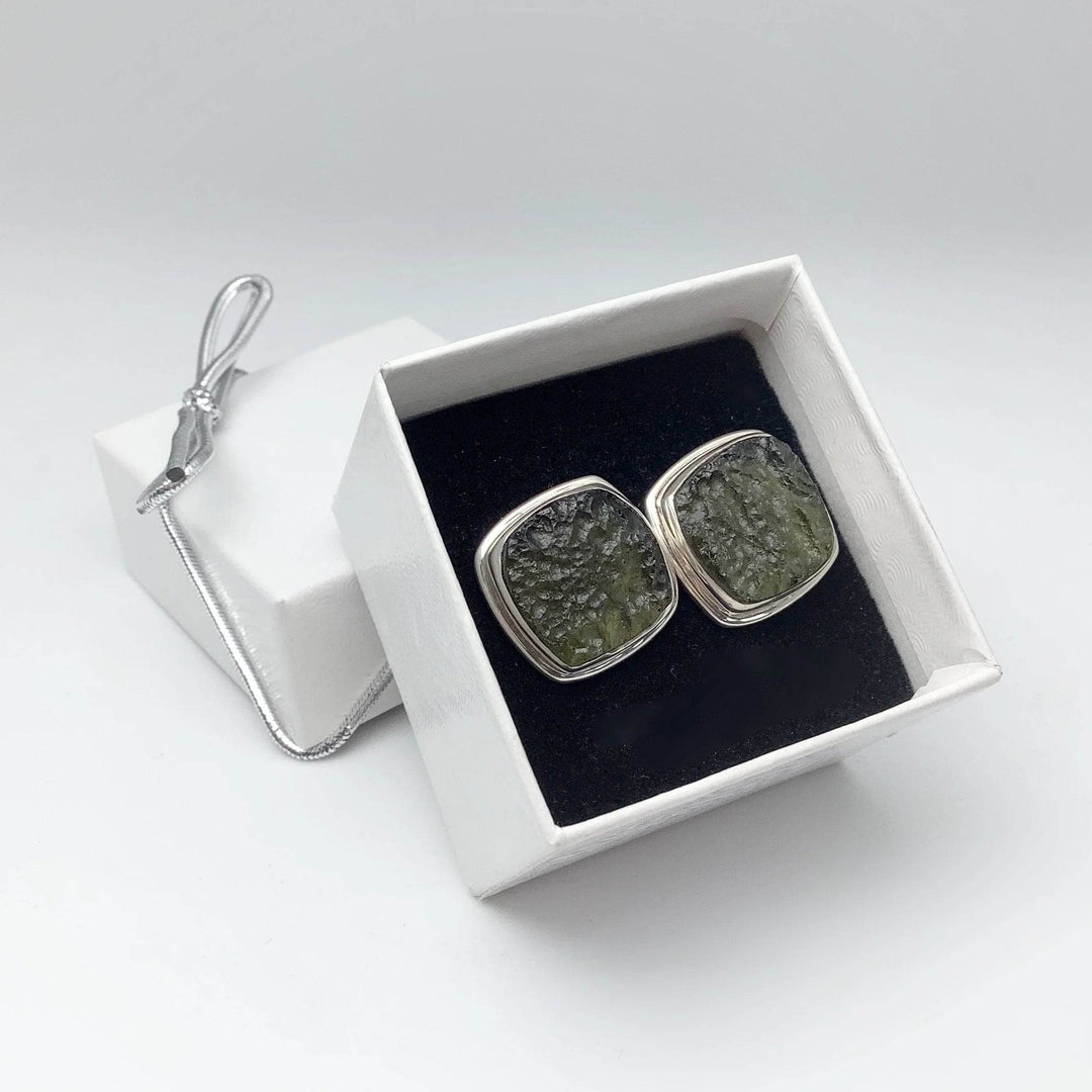 Moldavite Cufflinks - Rocks and Gems Canada
