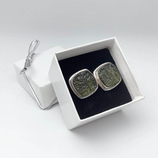 Moldavite Cufflinks - Rocks and Gems Canada