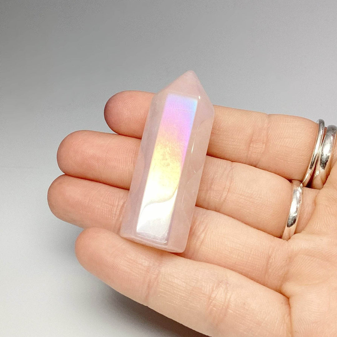 Polished Opalescent Rose Quartz Point - Rocks and Gems Canada