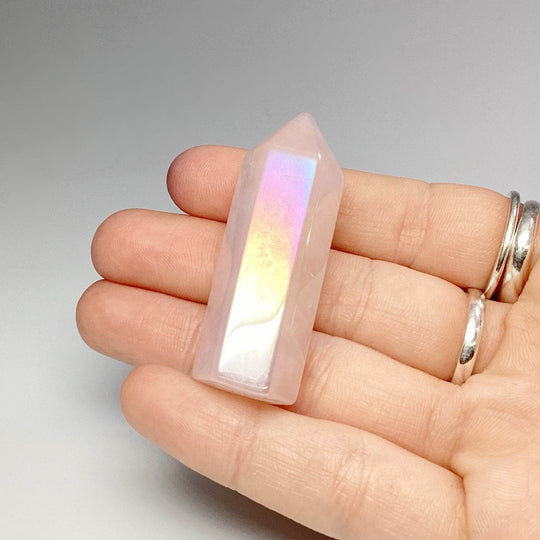 Polished Opalescent Rose Quartz Point - Rocks and Gems Canada